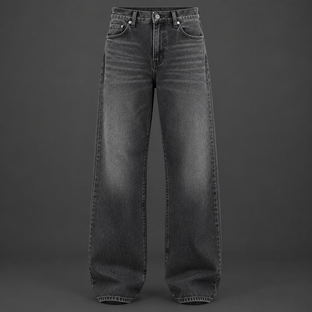 Jeans neri slavati baggy